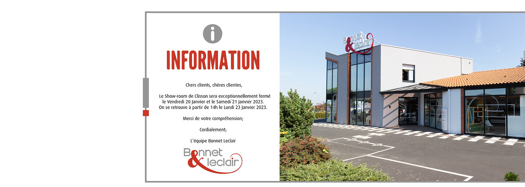 Information fermeture Showroom 2